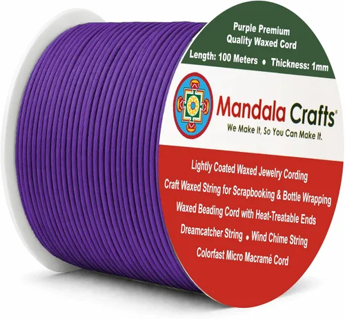 Miniatura 85 de Cuerda Mandala Crafts 0.03 pulgadas 109 yardas para hacer joyería, artesanía, macramé, cuerda de algodón encerado Negro