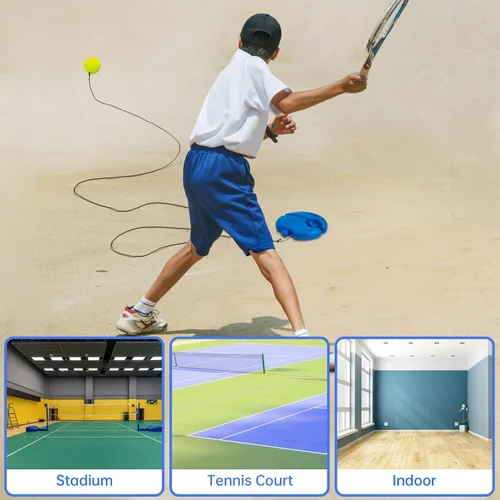 Miniatura 7 de Tennis Trainer Rebound Ball with 3 String Balls, Portable Tennis Training Tool Suitable for Beginners Sport Exercise-Blue