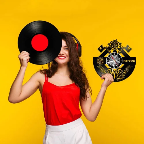 Miniatura 9 de The Geeky Days Reloj de pared con disco de vinilo silencioso con nombre personalizado, máquina de tatuaje de cuarzo con pilas, 12 pulgadas, LP