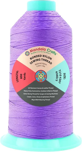Miniatura 363 de Mandala Crafts - Hilo de nailon para coser cuero, tapicería, mezclilla y para trenzar el pelo; resistente, 1500 yardas, tamaño 69 T70 Marrón