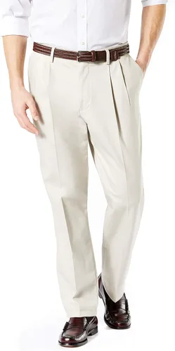 Dockers Signature - Pantalones de algodón con ajuste clásico y plisados para hombre (tallas regulares y grandes y altas)