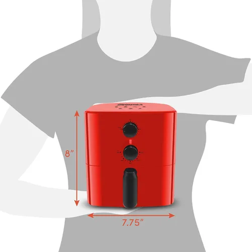 Miniatura 6 de Elite Gourmet EAF-3218R Freidora Personal Compacta de aire caliente eléctrica, ahorra espacio y sin aceite, control de tiempo y temperatura, 1.1 Rojo