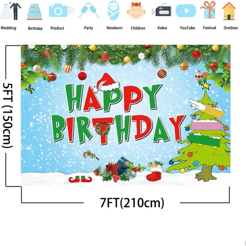 Miniatura 2 de Decoraciones de fiesta de feliz cumpleaños, pancarta de fondo verde para fotografía, fondo de fotos, accesorios de cabina de baby shower