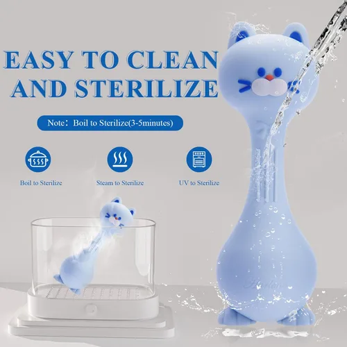 Miniatura 5 de Sonajero para bebés, juguetes para dentición, sonajeros de silicona para bebés de 0 a 12 meses, silicona de grado alimenticio (azul)