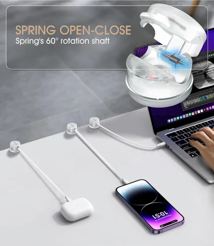 Miniatura 3 de Paquete de 9 clips organizadores de cables de resorte [cable de bloqueo giratorio], 2025 último soporte de cable de carga de teléfono Nearockle