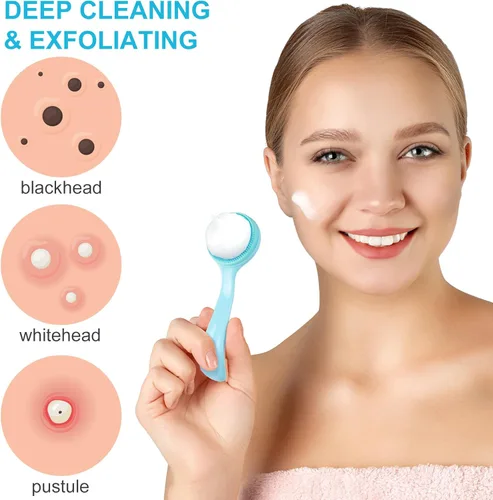 Miniatura 3 de HINZIC Cepillo de limpieza facial manual de silicona, respetuoso con la piel, impermeable, limpiador exfoliante para puntos negros, eliminación