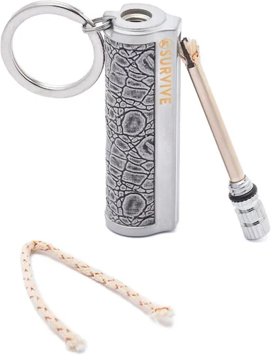 Miniatura 3 de SURVIVE Kit de llavero de metal permanente, paquete de 2 unidades, reutilizable de supervivencia, llavero impermeable de emergencia Plateado