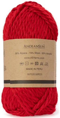 Miniatura 4 de (3 madejas pequeñas y hermosas) Mezcla de hilo de alpaca Umayo [165 yardas en total] Rojo, #5 voluminoso