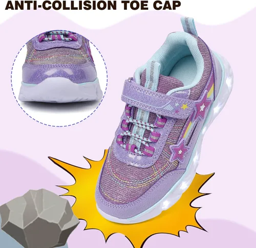 Miniatura 5 de SPR&JOY Zapatos con luz para niños y niñas, ligeros, transpirables, antideslizantes, tenis deportivos con luces LED intermitentes para niños pequeños