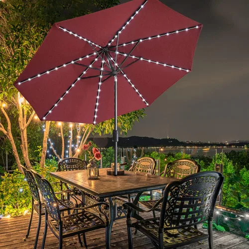 Miniatura 3 de EliteShade - Sombrilla solar de 9 pies / 2.74 metros, con 80 luces LED para patio, mesa al aire libre, con ventilación y cubierta que no se decolora
