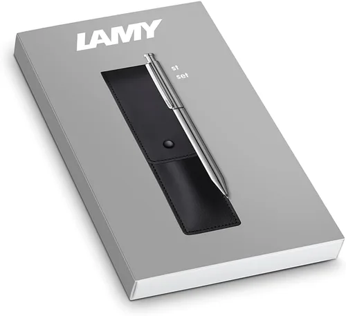 Miniatura 2 de Lamy Set de 1 bolígrafo ST Twin Pen 645 con sistema de bolígrafo de acero inoxidable y lápiz en plata y 1 estuche de cuero genuino en negro para dos