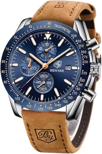 BY BENYAR Reloj de pulsera para hombre Tienda analógico relojes para hombre negocios trabajo impermeable cronógrafo para hombre moda minimalista