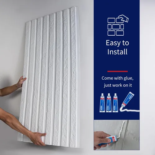Miniatura 5 de Art3dwallpanels Paneles de pared de listones, paquete de 4 paneles de pared 3D con textura de cemento, paneles de pared de poliuretano con diseño