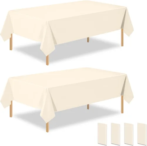 Miniatura 18 de Paquete de 2 manteles rectangulares desechables de plástico negro de 54 x 108 pulgadas, manteles de plástico negro para cumpleaños, bodas