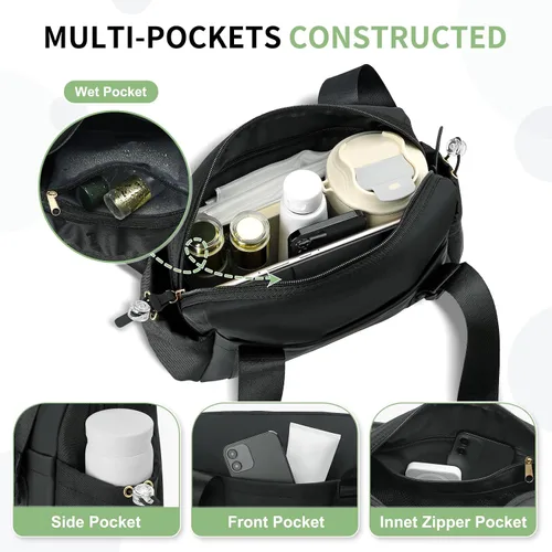 Miniatura 5 de Mini bolsa de gimnasio para mujeres y niñas, bonita bolsa de gimnasio con compartimento húmedo, impermeable para yoga, viajes, entrenamiento, bolsa