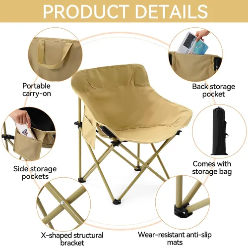 Miniatura 4 de FairySandy Paquete de 6 sillas portátiles para campamento, sillas de campamento plegables ligeras al aire libre, sillas de campamento compactas