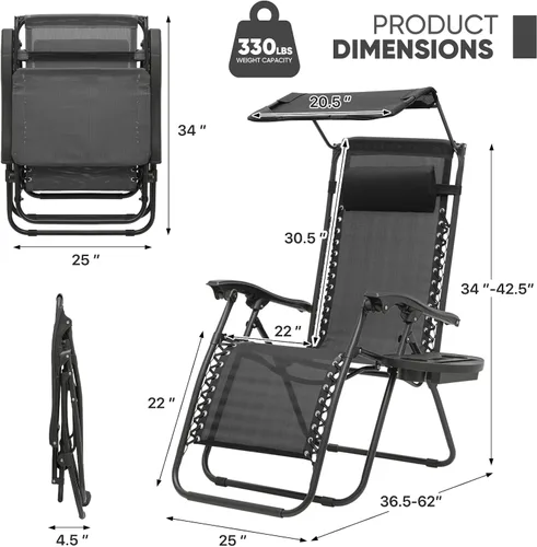 Miniatura 3 de Par de 2 sillas de gravedad cero con sombrilla de Magshion Furniture