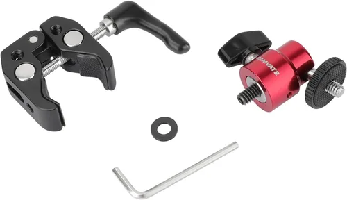 Miniatura 6 de CAMVATE Abrazadera universal de agarre de cangrejo con perilla de tornillo reforzada + soporte de cabeza de bola ajustable de 1/4 "-20 (rojo) - 2882