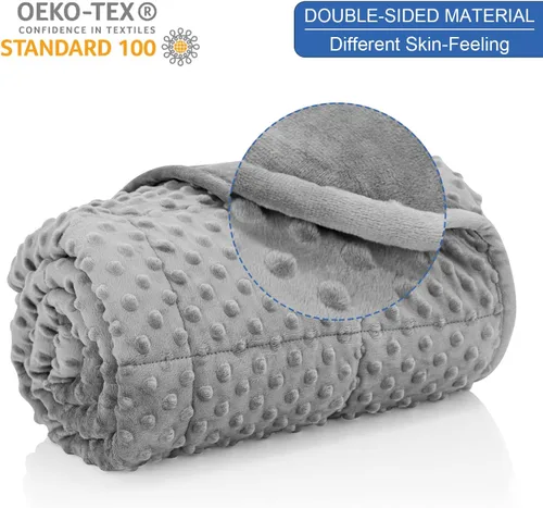 Miniatura 2 de Huloo Sleep Manta con peso para niños, tamaño Twin, de 5 libras (36"×48", gris), transpirable, suave manta con peso de minky para todas