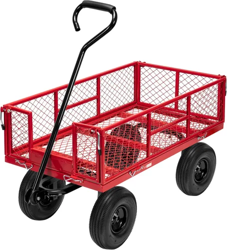 VIVOHOME - Carrito de jardín plegable de malla de acero, capacidad de 1100 libras, altamente resistente, con lados extraíbles y ruedas de 10