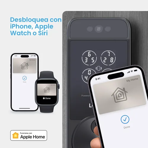 Miniatura 4 de Lockly Visage Zeno Series Smart Lock, Cerradura inteligente con reconocimiento facial y entrada sin llave por huellas dactilares, cerrojo Negro mate