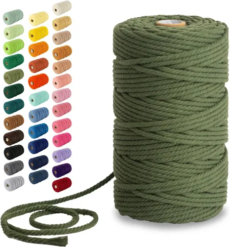 Miniatura 28 de Nook Theory - Cuerda de macramé de 3 mm, 220 yardas de cuerda de algodón, hilo de 4 mm y 5 mm, cuerda para manualidades, perfecta para colgantes