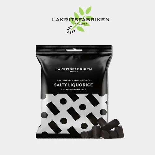 Miniatura 3 de Lakritsfabriken Ramlosa Regaliz negro sueco de primera calidad, caramelo de regaliz negro salado y suave con 6% de raíz de regaliz, regaliz vegano