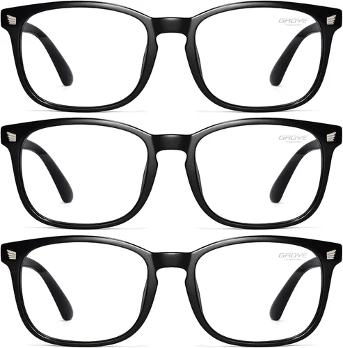 Miniatura 17 de Gaoye - Paquete de 3 anteojos de bloqueo de luz azul, falsos, cuadrados, de moda, anti rayos UV, para computadora, juegos, para mujeres/hombres