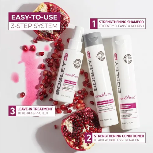 Miniatura 6 de BosleyMD MendXtend - Champú, acondicionador y kit fortalecedores para promover el crecimiento y prevenir la rotura con Saw Palmetto, ácido
