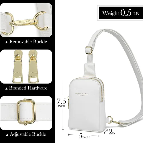 Miniatura 6 de AOCINA INICAT - Cangurera pequeña cruzada de cuero vegano para mujeres y mujeres, bolsa de pecho de moda para viajes