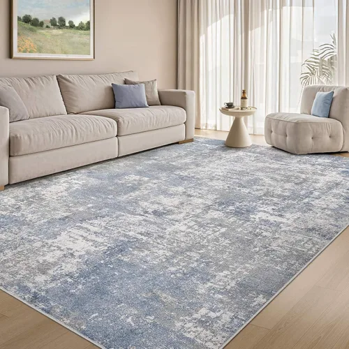 Miniatura 43 de Tortania Alfombra redonda lavable de 5 pies para sala de estar: Alfombra moderna abstracta neutra grande suave y delgada – Alfombra antideslizante