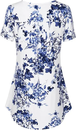 Miniatura 2 de BAISHENGGT Women's Tunic Tops for Leggings Summer Short Sleeve Henley V Neck Button Casual Blouses Flowy T Shirt