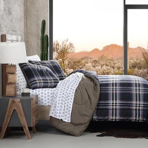 Miniatura 10 de Wrangler - Juego de edredón Queen, ropa de cama suave y reversible con diseño de puntada de caja, ropa de cama inspirada en Yellowstone, juego