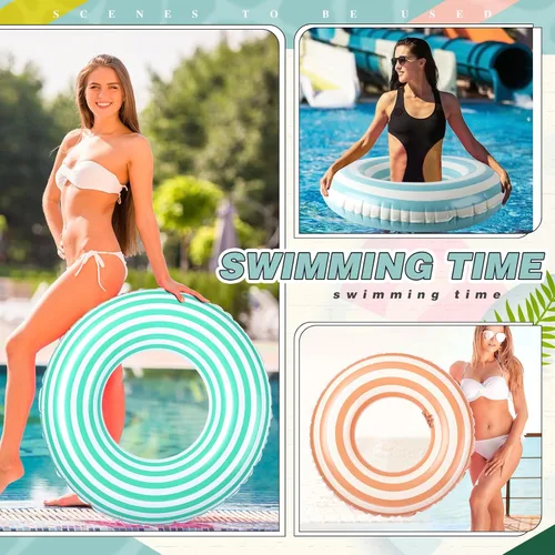 Miniatura 5 de Libima Flotadores inflables de piscina para adultos, anillos de natación, tubos de natación, flotadores para adultos, decoraciones hawaianas