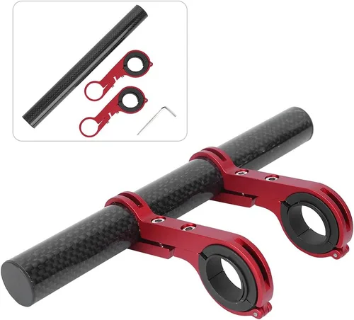 Miniatura 9 de BORDSTRACT Extensor de manillar doble para bicicleta, estante de extensión de manillar de aleación de aluminio, soporte de luz de mesa de código