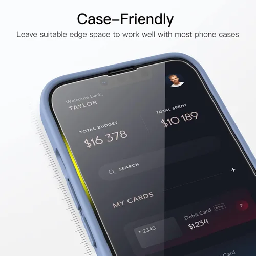 Miniatura 7 de JETech - Protector de pantalla de cobertura completa para iPhone 14 Plus de 6.7 pulgadas, película de vidrio templado 9H, compatible con fundas