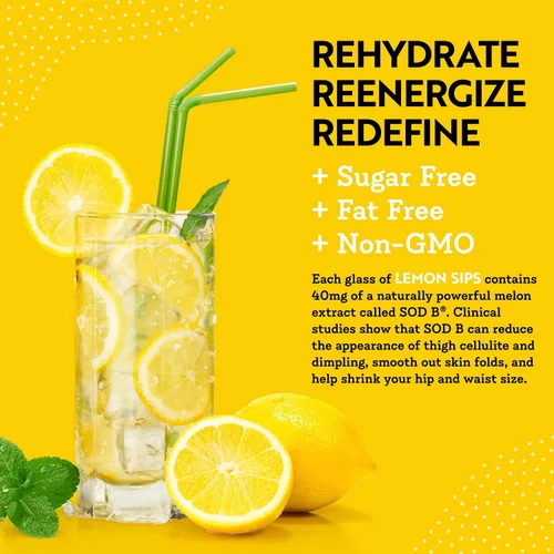 Miniatura 8 de Dr. Kellyann Lemon Sips, Mezcla para bebida cítrica (21 porciones) Rehidrata, Desintoxica, Revitaliza, Sin azúcar, Sin grasa, Sin OMG, Hidrata