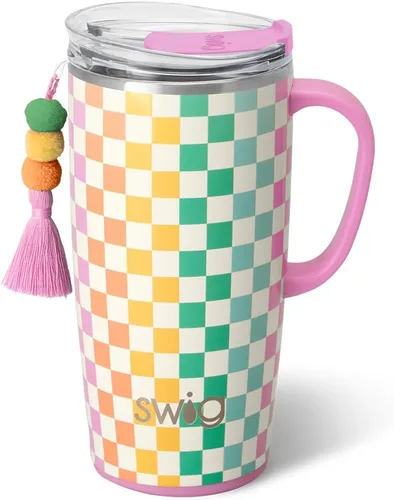 Miniatura 44 de Swig Life Taza de Viaje de 18 oz, Vaso Aislante con Asa y Tapa, Taza de Café de Viaje, Compatible con Portavasos, Acero Inoxidable, Vaso de 18 oz