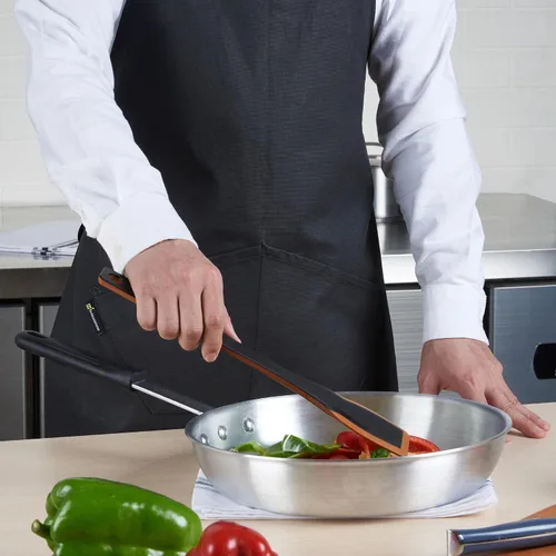 Miniatura 4 de Restaurantware Delantal de cocina de 32 x 26 pulgadas, 1 delantal de chef ignífugo, correas ajustables para el cuello para hombres y mujeres, Negro