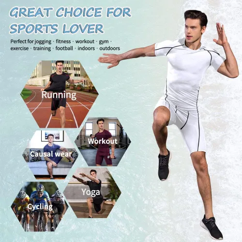 Miniatura 5 de WRAGCFM Men's Compression Shirts Short Sleeve Athletic Workout Undershirts Quick Dry Base Layer Sports T-Shirts Running Tops