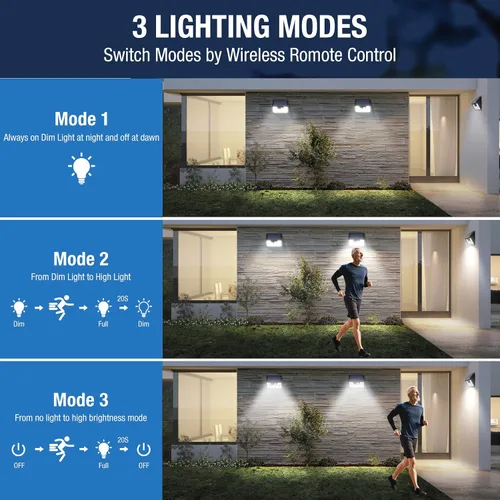 Miniatura 3 de Peasur Luces solares impermeables para exteriores [12 paquetes/140 LED], 3 modos de iluminación solar con sensor de movimiento para exteriores