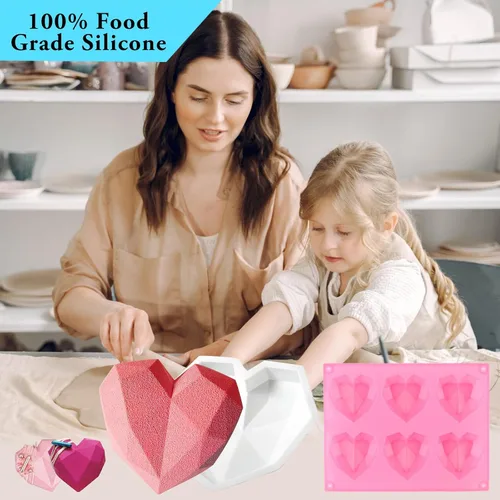 Miniatura 5 de 34 moldes de silicona con forma de corazón para el día de San Valentín, juego de moldes de corazón rompible Sublaga para chocolate, molde de letras