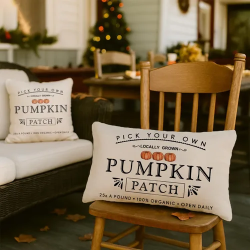 Miniatura 6 de Fundas de almohada con parche de calabaza otoñal, funda de almohada de cosecha de otoño, 12 x 20 pulgadas, casa de campo