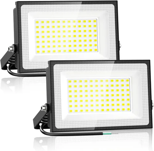 Onforu Paquete de 2 luces LED de inundación para exteriores, equivalente a 500 W, 4500 lúmenes, luz de seguridad súper brillante, luz de día de 6000