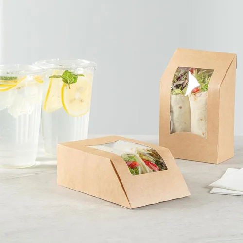 Miniatura 7 de Restaurantware Cajas de papel para llevar - 1 ventana - Kraft - Ángulo - Caja de 50 ct