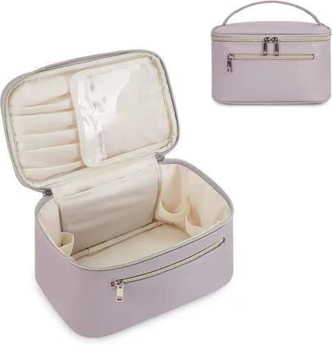 Miniatura 14 de Wandering Nature Bolsa de Maquillaje, Organizador de Maquillaje de Viaje, Estuche de Brochas Cosméticas para Mujeres en Cuero Vegano Ecológico, M