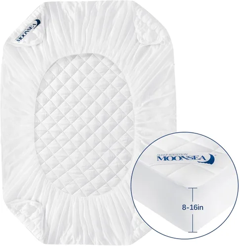 Miniatura 5 de Protector de colchón tamaño individual, impermeable, absorbente, protector de colchón acolchado, ajustable, relleno alternativo de plumón, bolsillo