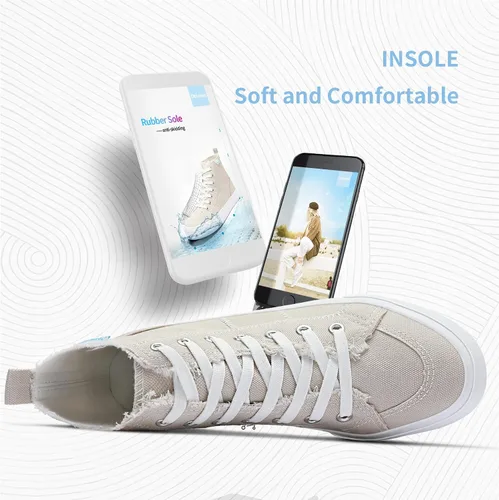 Miniatura 17 de Obtaom Zapatos de lona de alta calidad para mujer/hombre para jugar a media pantorrilla, zapatillas de deporte de moda casuales con cordones de alta