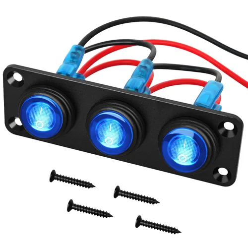 Miniatura 12 de Nilight Panel interruptor basculante de 5 bandas con 3 pines, resistente al agua, interruptores de palanca de encendido/apagado para automóvil, Azul