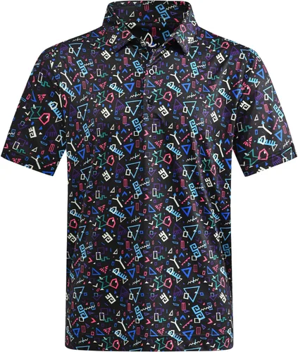 Miniatura 43 de DEOLAX Camisa de golf para hombre, con estampado de moda, atlética, de manga corta, clásica, casual, ajuste seco, suave, para hombres